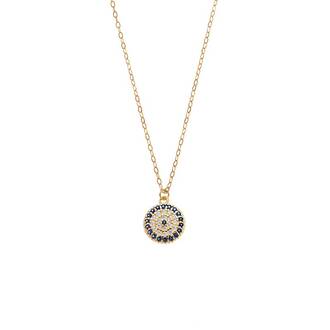 Κολιέ Senza Silver 925 Gold Plated, Στρογγυλό μπλε ματάκι στόχος με ζιργκόν