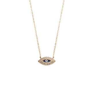 Κολιέ Senza Silver 925 Gold Plated, Mπλε ματάκι με ζιργκόν