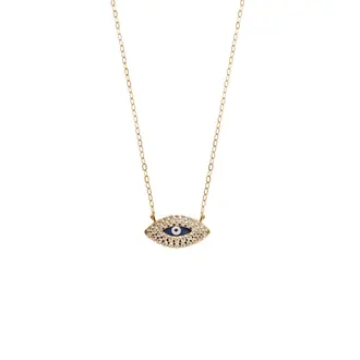 Κολιέ Senza Silver 925 Gold Plated, Mπλε ματάκι με ζιργκόν
