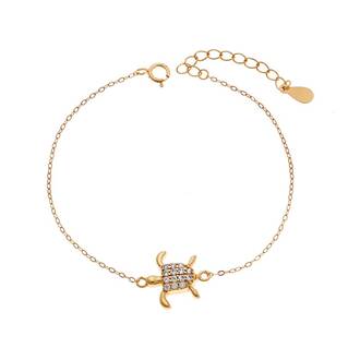 Βραχιόλι Senza Silver 925 Gold Plated, Χελώνα με ζιργκόν