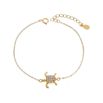 Βραχιόλι Senza Silver 925 Gold Plated, Χελώνα με ζιργκόν