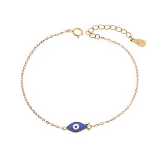 Βραχιόλι Senza Silver 925 Gold Plated, Ψαράκι με μπλε σμάλτο
