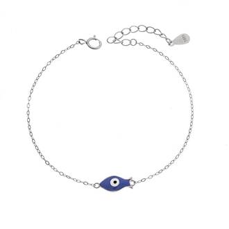 Βραχιόλι Senza Silver 925, Ψαράκι με μπλε σμάλτο