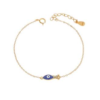 Βραχιόλι Senza Silver 925 Gold Plated, Ψαράκι με μπλε σμάλτο και ζιργκόν