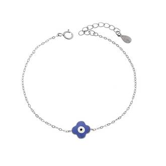 Βραχιόλι Senza Silver 925, Σταυρουδάκι με μάτι και μπλε σμάλτο