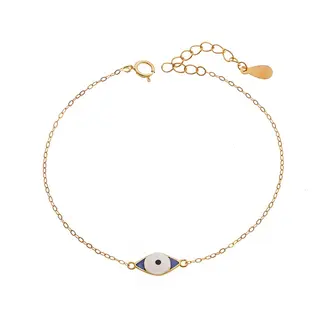 Βραχιόλι Senza Silver 925 Gold Plated, Μάτι με σμάλτο