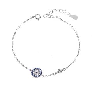 Βραχιόλι Senza Silver 925 Gold Plated, Μάτι-στόχος και σταυρός με ζιργκόν