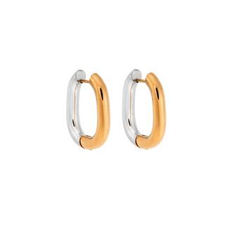 Σκουλαρίκια Κρίκοι SENZA Steel Gold Plated σε οβάλ σχήμα