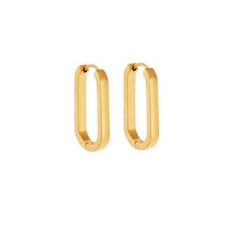 Σκουλαρίκια Κρίκοι Οβάλ SENZA Gold Plated Steel 2.5x1.5 cm