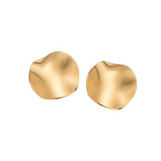 Σκουλαρίκια Γυναικεία SENZA Gold Plated Steel, με στρογγυλό κυματιστό σχέδιο