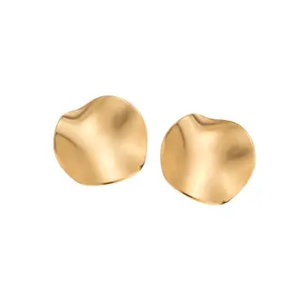 Σκουλαρίκια Γυναικεία SENZA Gold Plated Steel, με στρογγυλό κυματιστό σχέδιο