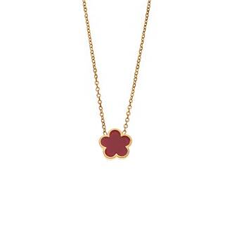 Κολιέ Γυναικείο Senza Gold Plated Stainless Steel, Με κόκκινη μαργαρίτα