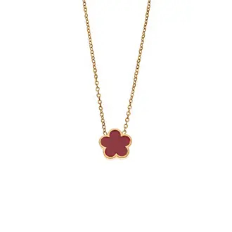 Κολιέ Γυναικείο Senza Gold Plated Stainless Steel, Με κόκκινη μαργαρίτα