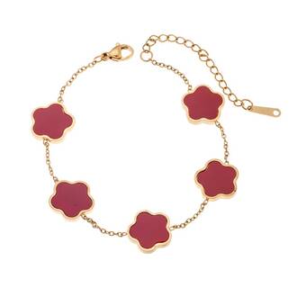 Βραχιόλι Γυναικείο Senza Gold Plated Stainless Steel, Με κόκκινες μαργαρίτες