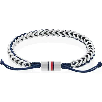 TOMMY HILFIGER Βραχιόλι Δίχρωμο Από Ανοξείδωτο Ατσάλι Και Ύφασμα 2790511