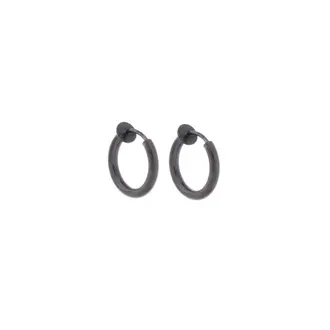 Σκουλαρίκια UNISEX SENZA Black Steel κρίκος χωρίς τρύπα