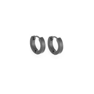 Σκουλαρίκια UNISEX SENZA Black Steel, κρίκος 1.3cm