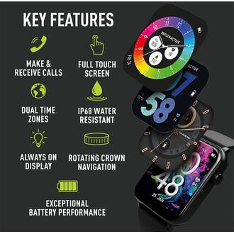 REFLEX ACTIVE Series 30 Amoled Black Smart Calling Watch RA30-2186, image 2