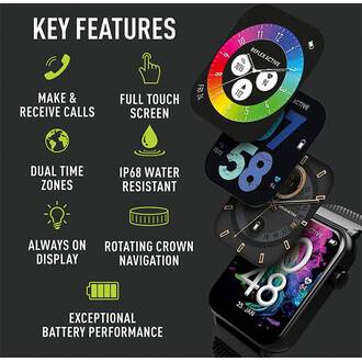 REFLEX ACTIVE Series 30 Amoled Black Mesh Smart Calling Watch RA30-4088, image 6