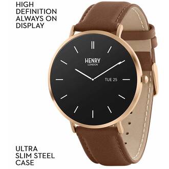 HENRY LONDON Smartwatch Rose & Chocolate Leather HLS65-0002, image 2