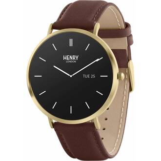 HENRY LONDON Smartwatch Gold & Chocolate Leather HLS65-0007