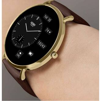 HENRY LONDON Smartwatch Gold & Chocolate Leather HLS65-0007, image 3