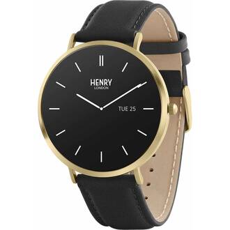 HENRY LONDON Smartwatch Gold & Black Leather HLS65-0008