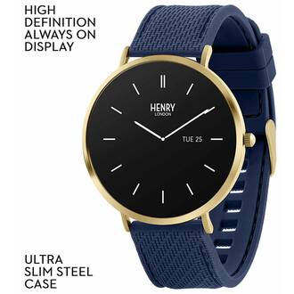 HENRY LONDON Smartwatch Gold & Navy Silicone HLS65-0012, image 2