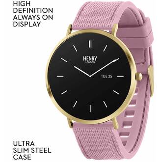 HENRY LONDON Smartwatch Gold & Blush Silicone HLS65-0016, image 2