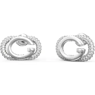 GUESS STEEL Oh My G Ασημένια Σκουλαρίκια Με Ζιργκόν JUBE04511JWRHT-U
