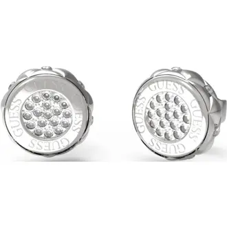 GUESS STEEL Stylish Ασημένια Σκουλαρίκια Με Ζιργκόν JUBE04595JWRHT-U