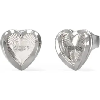 GUESS STEEL Mon Amour Ασημένια Σκουλαρίκια Καρδιές JUBE04612JWRHT-U