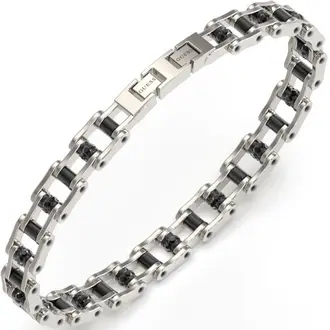 GUESS STEEL Race Δίχρωμο Βραχιόλι 21cm JUMB04410JWSTGMT-U