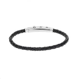 Βραχιόλι Senza Men&#039;s Steel Black Leather Strap