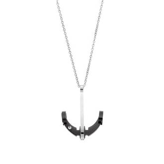 Μοτίφ Senza Men&#039;s Steel, Δίχρωμη Άγκυρα με λευκή πέτρα από ατσάλι