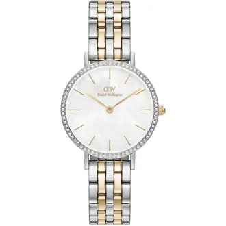 DANIEL WELLINGTON Petite Petite Lumine Bezel 5-Link Two-Tone MOP DW00100665