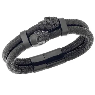 Βραχιόλι Senza Men&#039;s Steel Leather Strap
