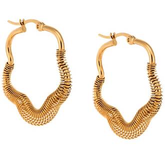 Σκουλαρίκια Κρίκοι Αστέρι SENZA Gold Plated Steel 3 cm