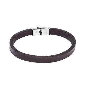 Βραχιόλι Senza Men&#039;s Steel Brown Leather Strap