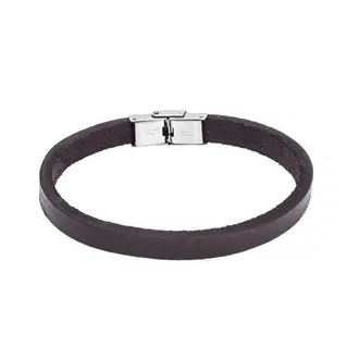 Βραχιόλι Senza Men&#039;s Steel Brown Leather Strap