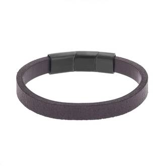 Βραχιόλι Senza Men&#039;s Steel Brown Leather Strap