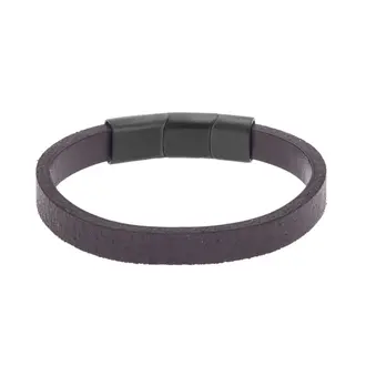Βραχιόλι Senza Men&#039;s Steel Brown Leather Strap