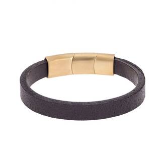 Βραχιόλι Senza Men&#039;s Steel Brown Leather Strap