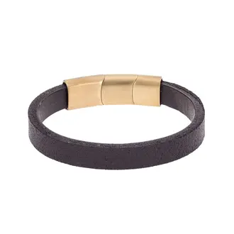 Βραχιόλι Senza Men&#039;s Steel Brown Leather Strap