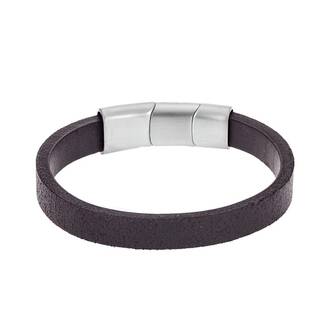 Βραχιόλι Senza Men&#039;s Steel Brown Leather Strap