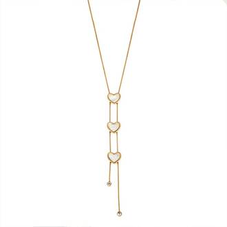 Κολιέ Senza Gold Plated Stainless Steel, Τριπλή καρδιά με φίλντισι