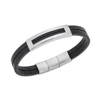 Βραχιόλι Senza Men&#039;s Steel Brown Leather Strap