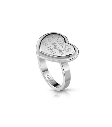 GUESS Heart Rhodium Plated Ring UBR28006