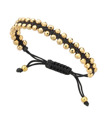 BREEZE Handmade Macrame Gold Cord Hematite Adjustable Bracelet 310001.1