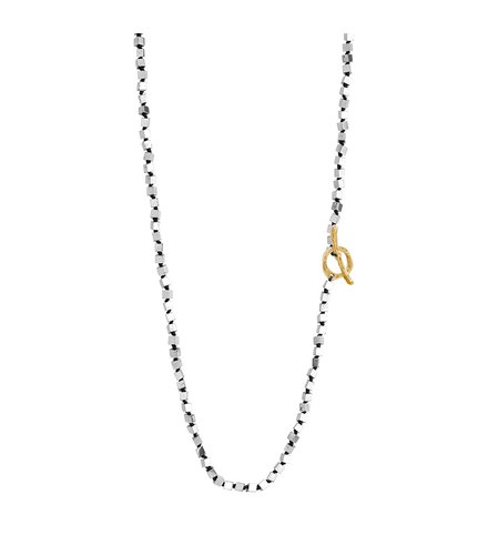 BREEZE Handmade Long Rosary SIlver Metal Cord Hematite 100cm Adjustable Necklace 410014.4